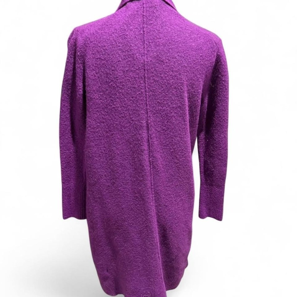 Banana Republic Purple Wool Blend Long Open Cardigan Sweater Small Pockets - Picture 4 of 7